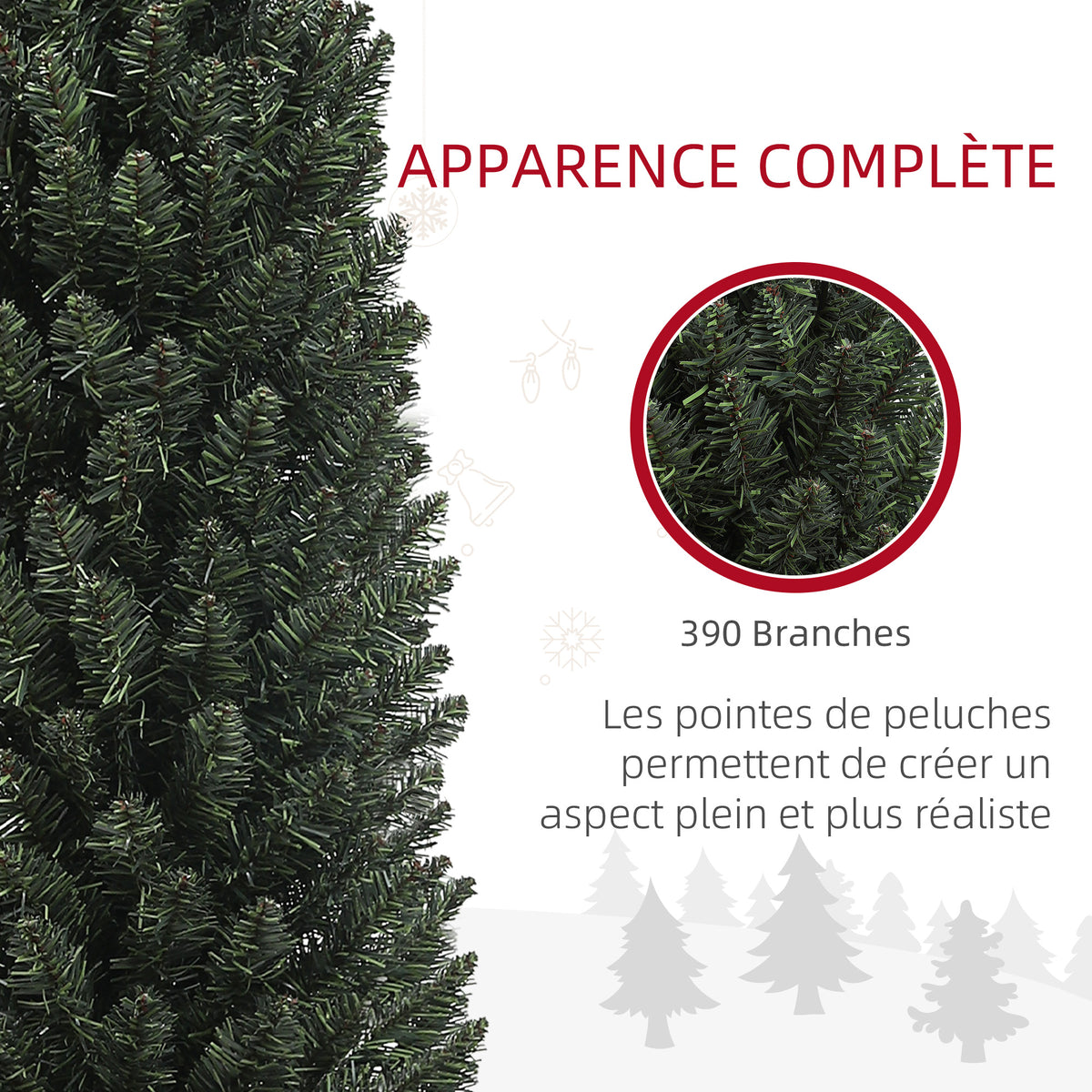 Sapin de Noël artificiel, arbre de Noël, base en acier, 390 branches épines, décoration de Noël, Ø 55 x 195H cm, vert-4