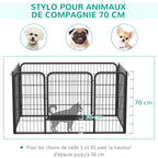 Luxe parc enclos modulable acier 4 panneaux et 1 porte pour chiens, lapins, rongeurs, petits animaux, intérieur et extérieur 125L x 70H cm noir-4
