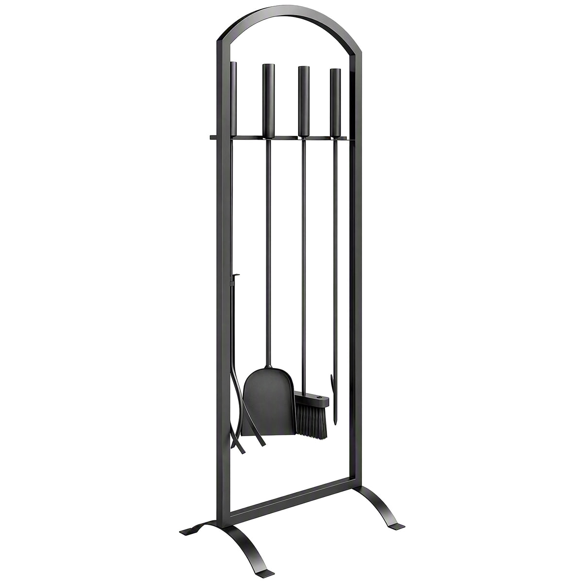 Serviteur de Cheminée 6 Pièces avec Sac à Bûches, Brosse, Pelle, Tisonnier, Pince et Support, 30 x 22 x 86 cm, Noir-0