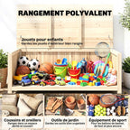 Coffre de rangement jardin en bois 172L avec vérins, pour l'extérieur - 120L x 55l x 45H cm-6