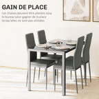 Ensemble table à manger avec 4 chaises, table de cuisine avec chaises en cuir synthétique, 120 x 70 x 75 cm, gris-3
