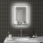 Miroir lumineux LED mural de salle de bain avec étagère intégrée 3 couleurs luminosité réglable interrupteur tactile-6