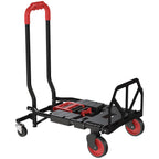 Diable et Chariot de Transport à Roulettes Pliable 2-en-1, Charge Max 120 kg, Base Rabattable, Acier, 83x44x78cm, Rouge-0