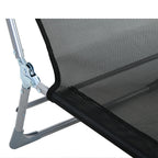 Bain de soleil transat chaise longue inclinable pliable avec oreiller dossier réglable sur 5 niveaux noir-6