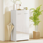 Meuble à chaussures 10 paires, armoire à chaussures à haute brillance 5 niveaux, étagères réglables, 55x36x108cm, blanc-9