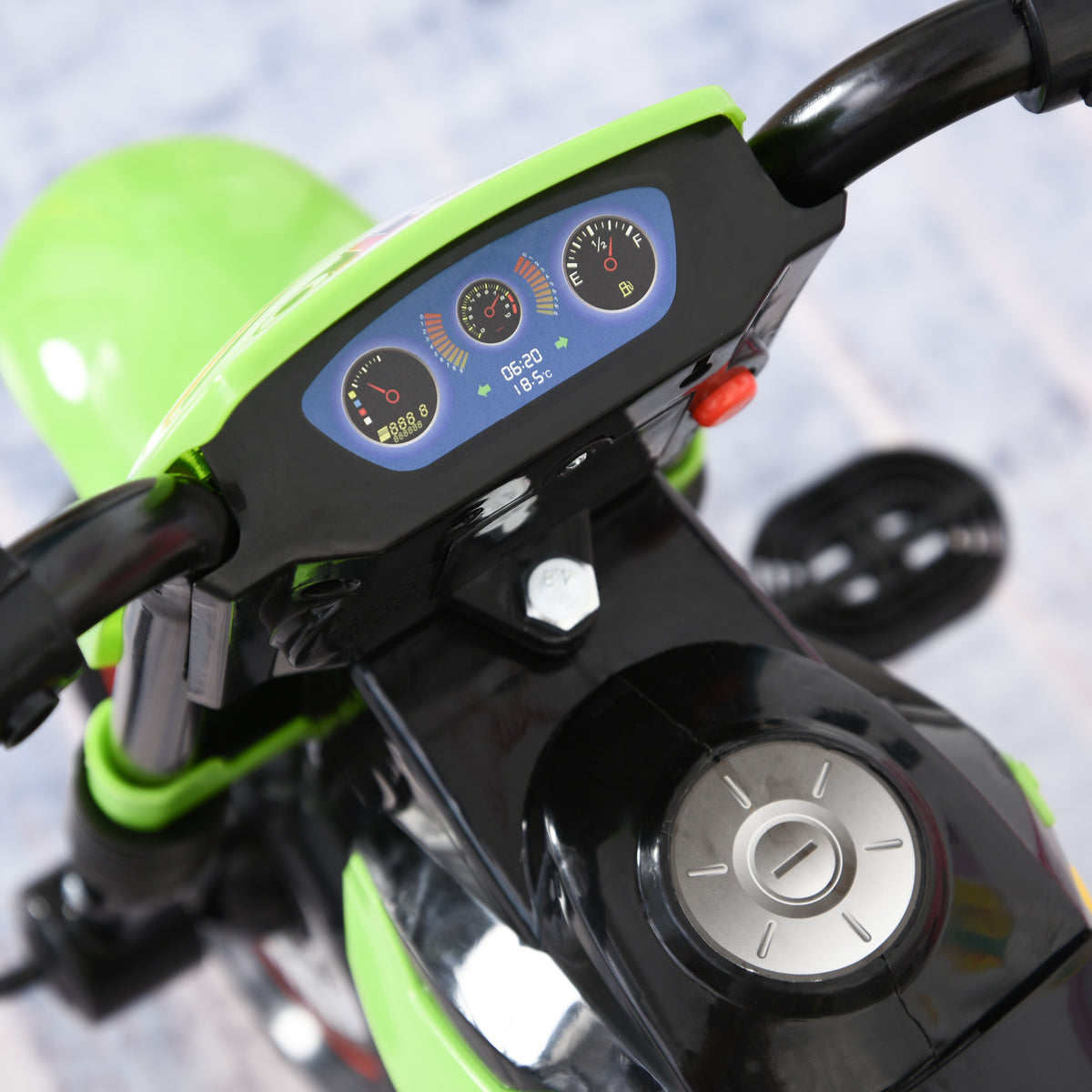 Tricycle Enfants Moto Cross Effets musicaux et Lumineux Coffre Rangement Vert-7