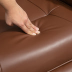 Fauteuil relax inclinable repose-pieds réglable pivotant 360° piètement bois revêtement PU respirant et doux marron-7