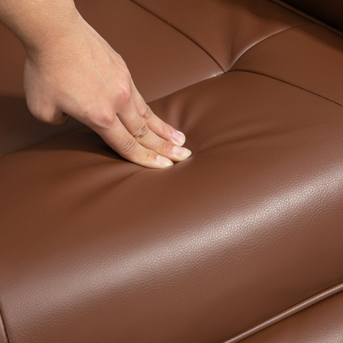Fauteuil relax inclinable repose-pieds réglable pivotant 360° piètement bois revêtement PU respirant et doux marron-7