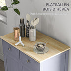 Meuble de rangement buffet salon avec placards, 2 tiroirs et étagères réglables, 68x40,3x85cm, gris et bois naturel-4