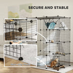 Cage pour chat d'intérieur parc pour chat en acier à 4 niveaux DIY avec 5 portes hamac 1-3 chats 105 x 70 x 140 cm noir-7