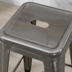 Lot de 4 tabourets de bar industriel empilables hauteur assise 76 cm métal argent-6