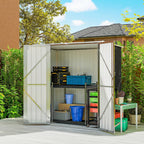 Abri de Jardin en Métal 1,37m², Toit Incliné, 2 Portes Verrouillables, Gants, Anti-UV, 163x89x163cm, Gris Foncé-8