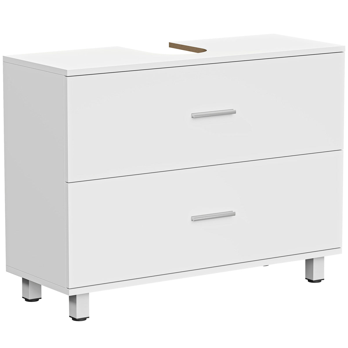 Meuble sous lavabo, meuble de salle de bain avec 2 tiroirs, style moderne, 80 x 30 x 60 cm, blanc-0