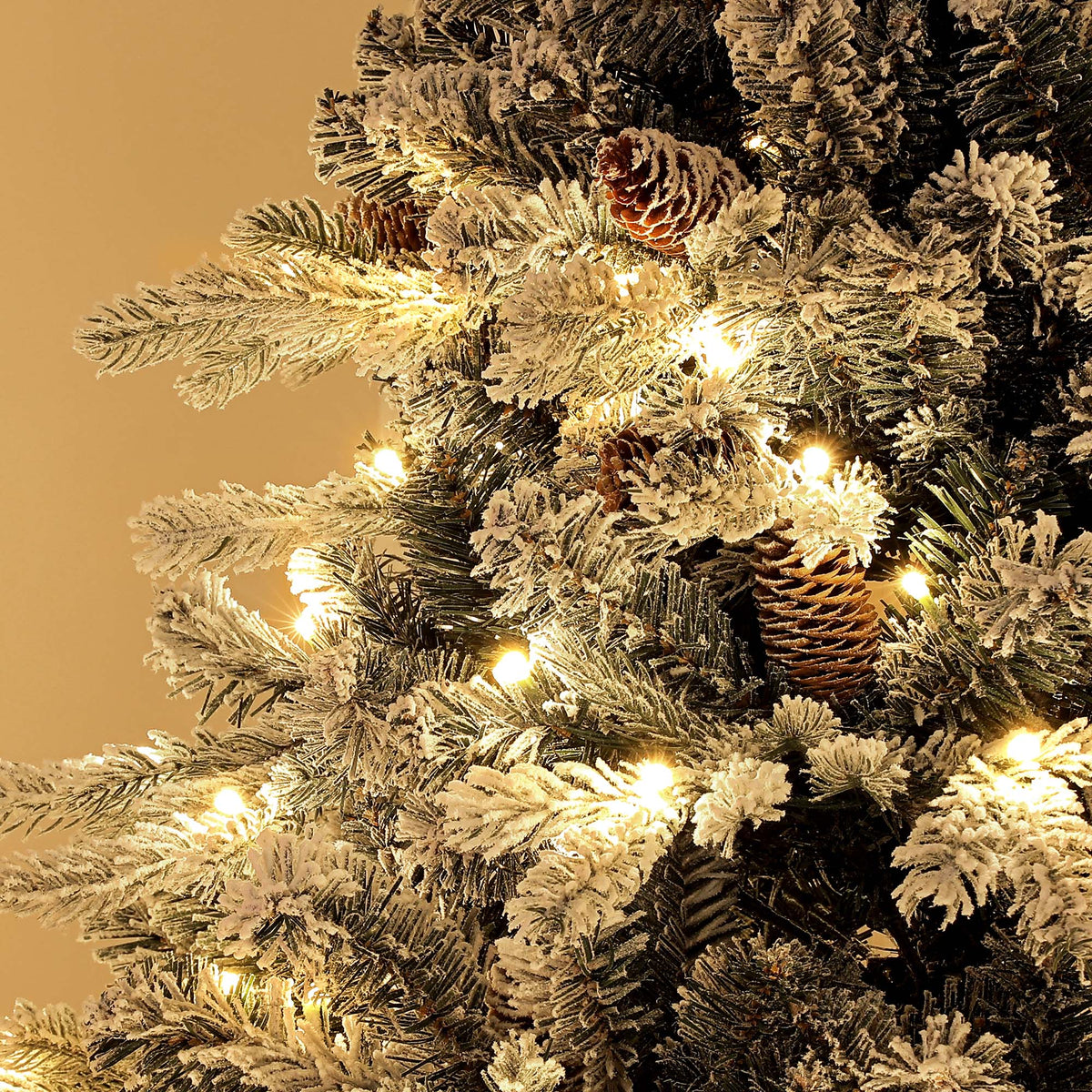 Sapin de Noël Artificiel 180 cm lumineux LED 793 Branches enneigées grand réalisme support en acier pliable Vert-7