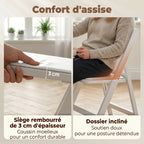 Lot de 4 chaises pliantes en résine et PU, chaises pliantes portables pour intérieur et extérieur, 45x44x78cm, blanc-4