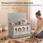 Coffre de Rangement, Banc de Rangement avec Couvercle Rabattable et Charnières de Sécurité, 80 x 40 x 45 cm, Gris-3
