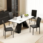 Lot de 4 chaises de salle à manger, chaises de cuisine, capitonnage rhombique et pieds en métal, 41x50x91cm, noir-1