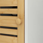 Meuble de salle de bain avec support papier toilette barre amovible 3 Niveaux + Sortie Papier, 78H cm, Bambou blanc-7