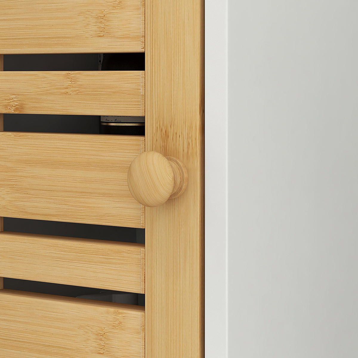 Meuble de salle de bain avec support papier toilette barre amovible 3 Niveaux + Sortie Papier, 78H cm, Bambou blanc-7