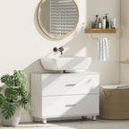 Meuble sous lavabo, meuble de salle de bain avec 2 tiroirs, style moderne, 80 x 30 x 60 cm, blanc-1