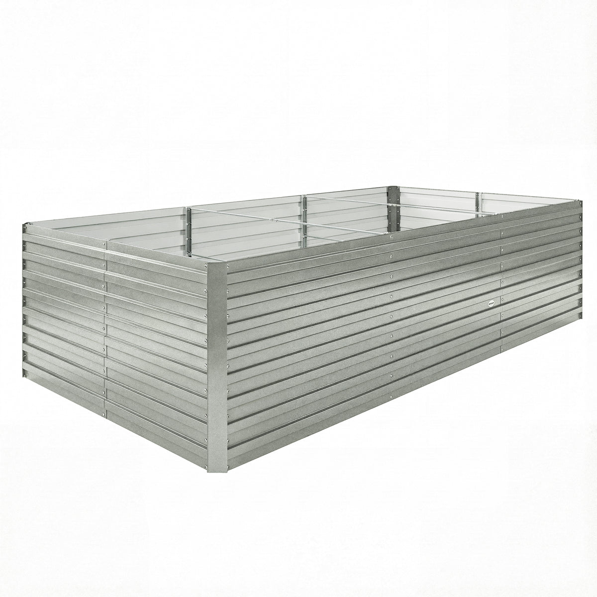 Jardinière extérieure, jardinière surélevée galvanisée bordure de sécurité et fond ouvert 240 x 120 x 60 cm gris argenté-0