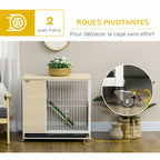 Cage à lapin clapier sur roulettes toit ouvrant plates-formes avec plateau amovible 78 x 52,5 x 76,5 cm naturel-6