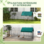 Parc enclos modulable acier avec bache pour lapins rongeurs petits animaux intérieur extérieur 220L x 85l x 103H cm-4