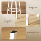 Lot de 2 tabourets de bar, chaises de bar, assise rembourrée 75,5H cm, dossier et repose-pieds, bois naturel et blanc-6