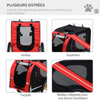 Remorque vélo pour Chien Animaux 8 réflecteurs Drapeau Barre attelage Inclus Acier Polyester imperméable Max. 30 Kg 130L x 73l x 90H cm Rouge-4