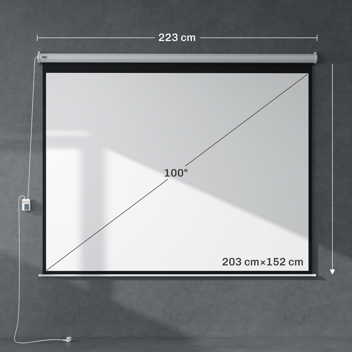 Écran vidéoprojecteur motorisé et électrique 100 Pouces, 4:3 4K HD, panneau de commande et télécommande-2