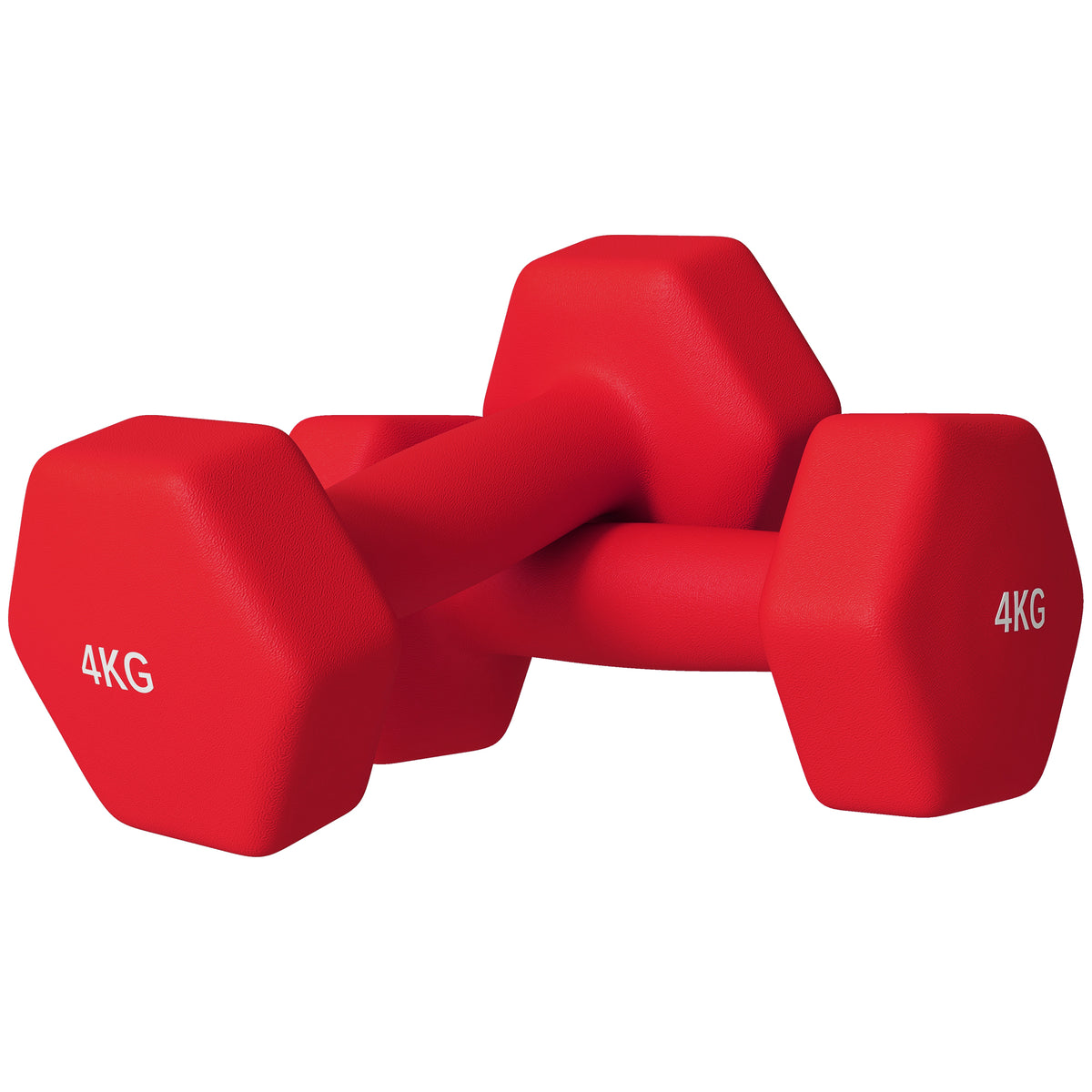 Lot de 2 haltères hexagonales avec poignée antidérapante pour l'entraînement à la maison, 2 x 4kg, rouge-0