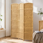 Paravent intérieur en bois 3 panneaux séparateur de pièce pliable pour salon chambre 135 x 180 cm bois naturel-7