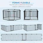 Barrière de Sécurité pour Cheminée, Parc Enclos Chien Pliable Modulable 8 Panneaux avec Porte, sans Perçage-6