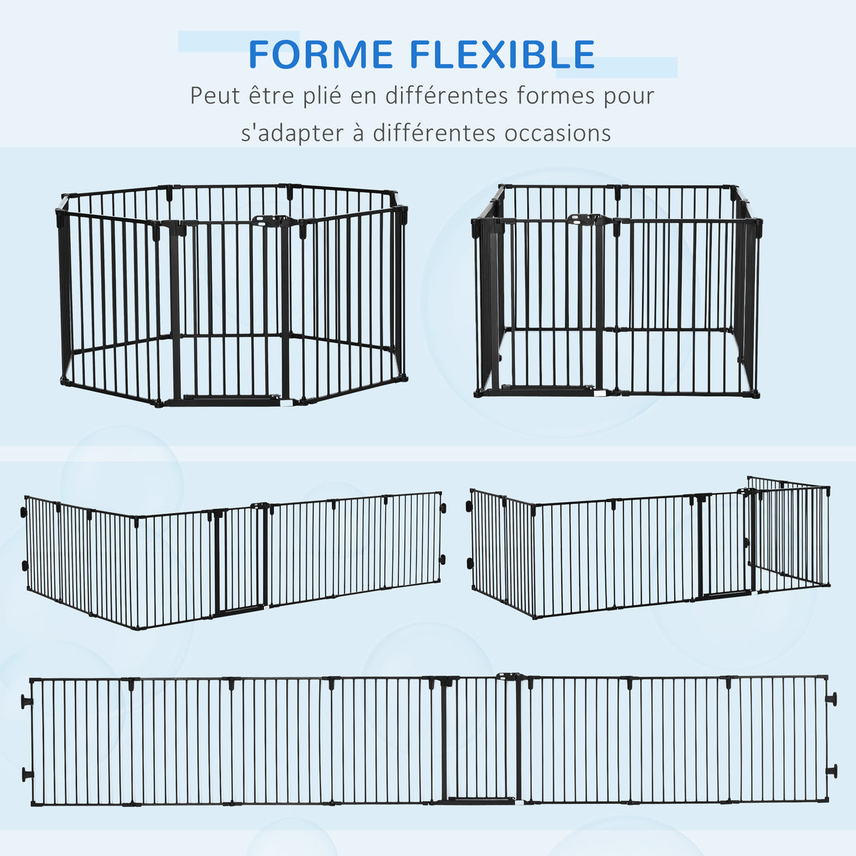 Barrière de Sécurité pour Cheminée, Parc Enclos Chien Pliable Modulable 8 Panneaux avec Porte, sans Perçage-6