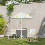 Ensemble salon de jardin extérieur enfant 4 pièces, motif éléphant et girafe, parasol réglable Ø 100 cm, chaise pliable-9
