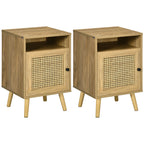 Table de chevet table de nuit avec placard porte cannage et niche design vintage 39 x 35 x 60 cm naturel-0