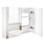 Armoire murale salle de bain avec miroir, 80 x 15 x 60 cm, meuble salle de bain, armoire de toilette avec double portes et étagères réglables, blanc-0