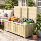 Coffre de rangement jardin en bois 172L avec vérins, pour l'extérieur - 120L x 55l x 45H cm-9