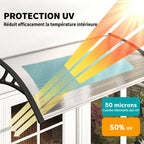 Auvent de Porte d'Entrée, Toit Marquise de Porte Extérieur en Polycarbonate et Profil Aluminium, 110x60cm, Transparent-3