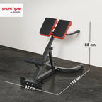 Banc de Musculation Réglable 5 Niveaux, Chaise Romaine avec Rouleaux en Mousse Dense, 112 x 62 x 88 cm, Noir et Rouge-2