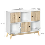 Buffet Salon, Meuble de Rangement 9 Cubes avec 3 Portes et 3 Compartiments Ouverts, Pieds en Bois de Pin, Style Moderne, Buffet Salle à Manger, Cuisine, 96x30x75cm, Blanc et Naturel-2