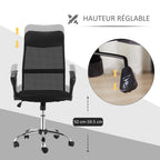Lot de 2 fauteuils de bureau manager dossier ergonomique hauteur assise réglable pivotant tissu maille noir-3