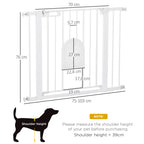 Barrière de sécurité animaux avec porte fermeture automatique système de double verrouillage, acier blanc-2