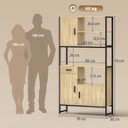 Buffet Haut Cuisine, Armoire de Cuisine, 3 Portes à Fermeture Douce, Tiroir, Plan de Travail, Niches Ouvertes, Naturel-2