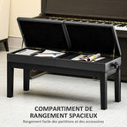 Banc de piano réglable en hauteur, tabouret de piano avec rangement, banquette pour clavier capitonné, noir-4