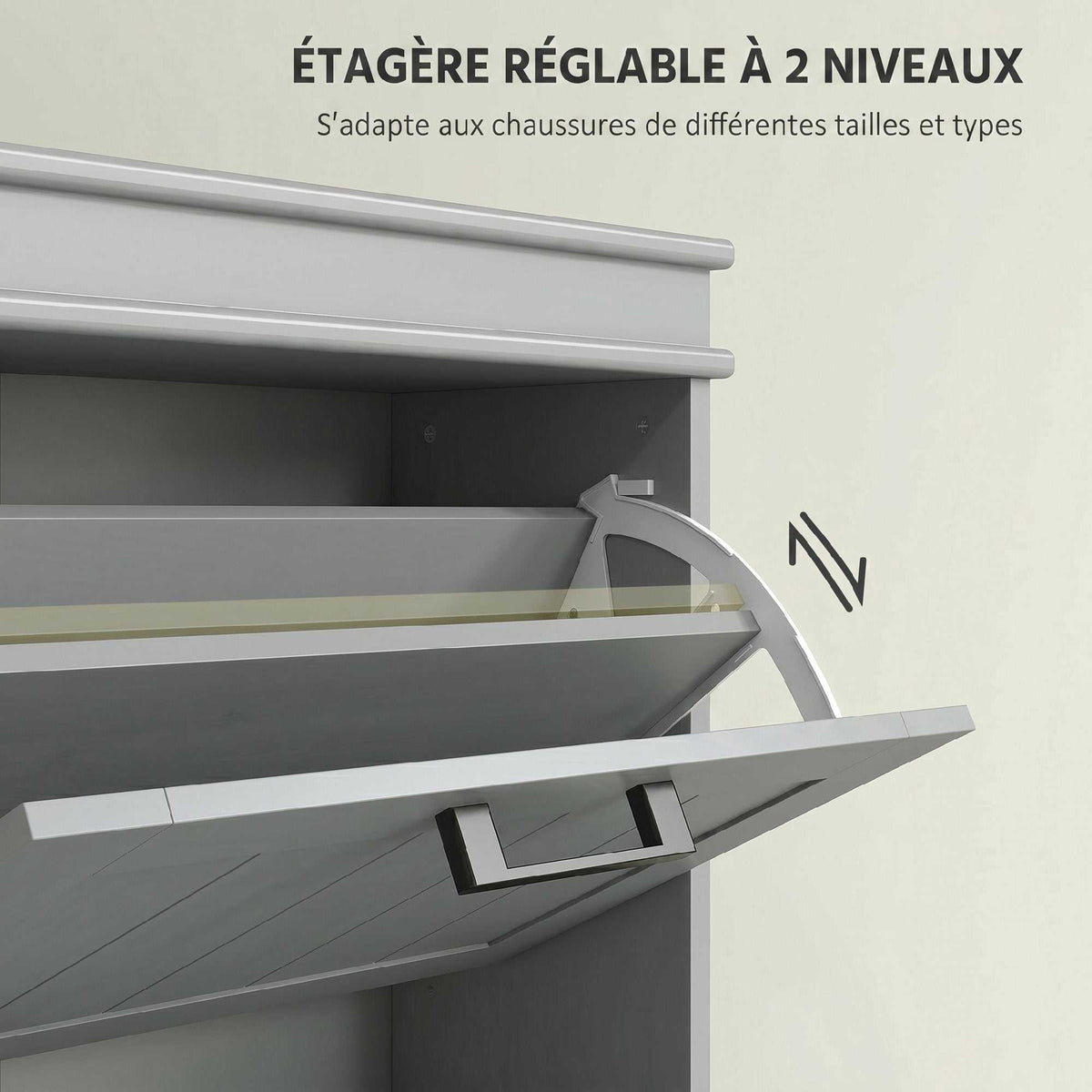 Meuble à chaussures, armoire à chaussures 3 portes abattants 15 paires, étagères réglables, 54 x 24 x 117,5 cm, gris-4