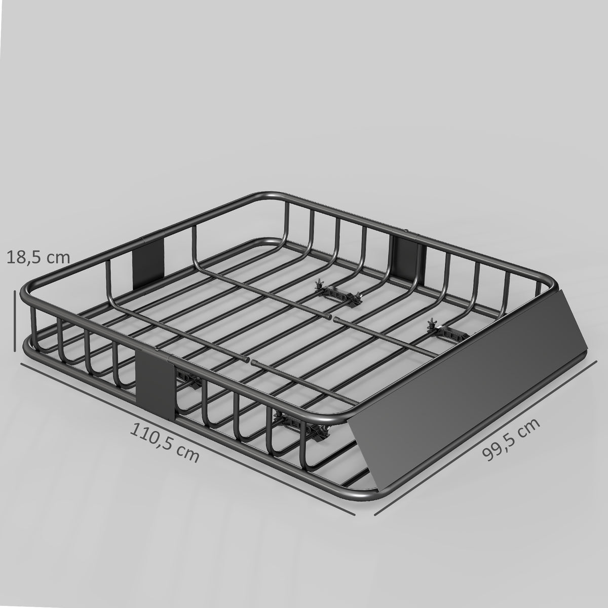 Porte-bagage pour voiture universel, galerie de toit pour voiture en acier charge 90,7 kg 110,5 x 99,5 x 18,5 cm, noir-2