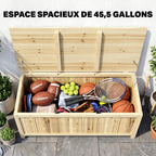 Coffre de rangement jardin en bois 172L avec vérins, pour l'extérieur - 120L x 55l x 45H cm-3