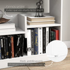Bibliothèque étagère Meuble de Rangement dim. 90L x 24l x 91H cm 4 Niveaux 3 Panneaux arrières Panneaux de Particules Blanc-5