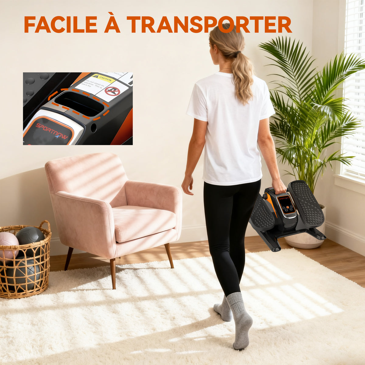Vélo Elliptique de Bureau pour Maison 12 Vitesses, Écran LED, Télécommande, pédale Antidérapant, 40,7x36x21,5cm, Noir-8